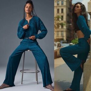 Alo SET midnight blue microplisse jacket and pants